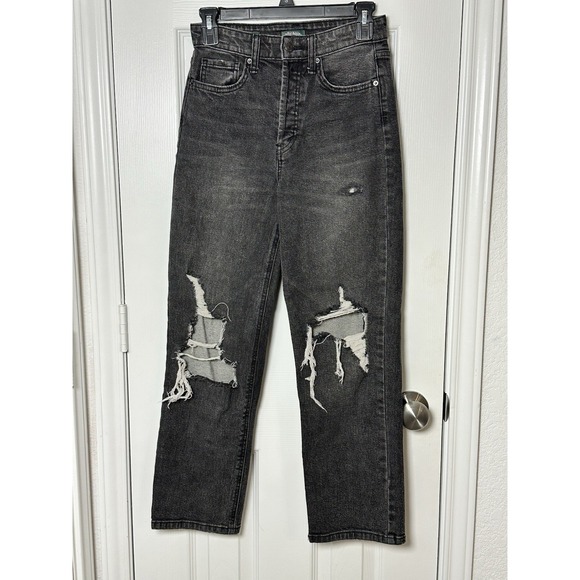 wild fable Denim - Wild Fable Highest Rise Straight Women's Sz 00 Black Denim Distressed Jeans